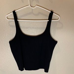 Bandier WSLY Essex Ribbed Square Neck Tank in Black